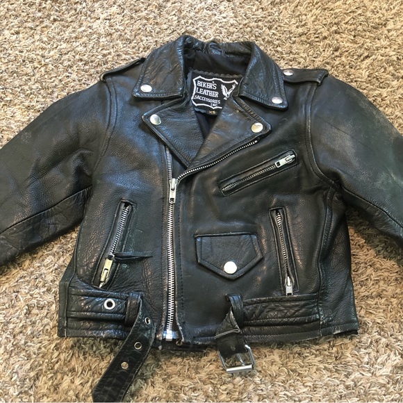 Biker's Leather Kids Toddler Leather Jacket Moto Black